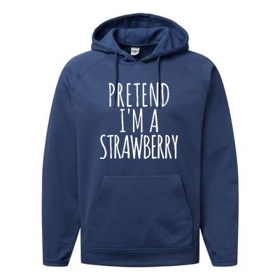 Pretend Im A Strawberry Funny Lazy Halloween Performance Fleece Hoodie