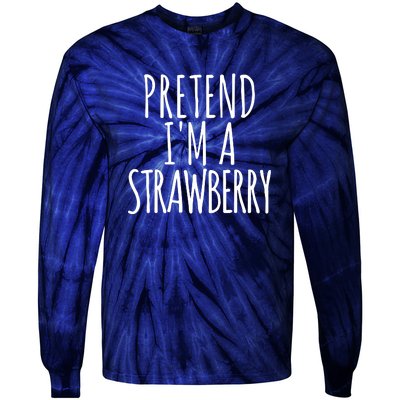 Pretend Im A Strawberry Funny Lazy Halloween Tie-Dye Long Sleeve Shirt