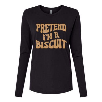 Pretend IM A Biscuit Funny Lazy Halloween Costume Womens Cotton Relaxed Long Sleeve T-Shirt