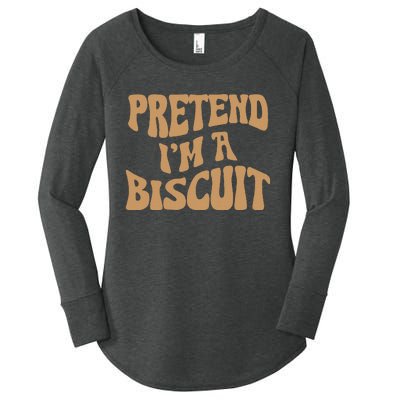 Pretend IM A Biscuit Funny Lazy Halloween Costume Women's Perfect Tri Tunic Long Sleeve Shirt