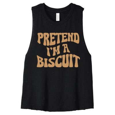 Pretend IM A Biscuit Funny Lazy Halloween Costume Women's Racerback Cropped Tank