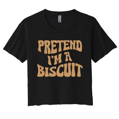 Pretend IM A Biscuit Funny Lazy Halloween Costume Women's Crop Top Tee