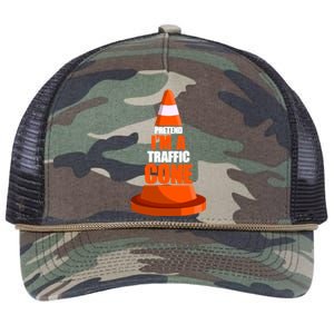 Pretend I'm A Traffic Cone Lazy Halloween Costume Retro Rope Trucker Hat Cap