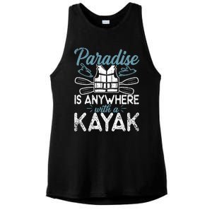 Paradise Is Anywhere With A Kayak Kayaking Gift Ladies PosiCharge Tri-Blend Wicking Tank