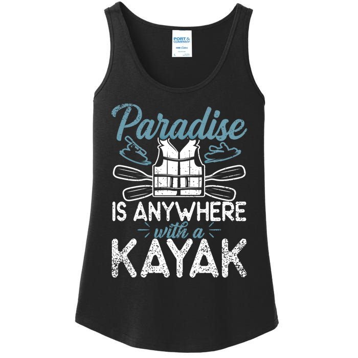 Paradise Is Anywhere With A Kayak Kayaking Gift Ladies Essential Tank