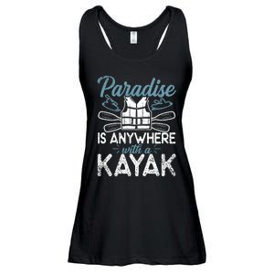 Paradise Is Anywhere With A Kayak Kayaking Gift Ladies Essential Flowy Tank