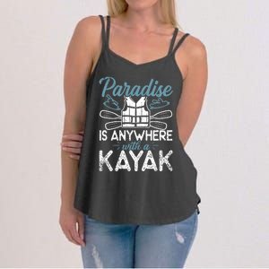 Paradise Is Anywhere With A Kayak Kayaking Gift Women's Strappy Tank