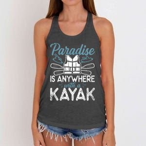 Paradise Is Anywhere With A Kayak Kayaking Gift Women's Knotted Racerback Tank