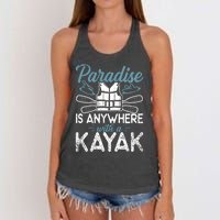 Paradise Is Anywhere With A Kayak Kayaking Gift Women's Knotted Racerback Tank