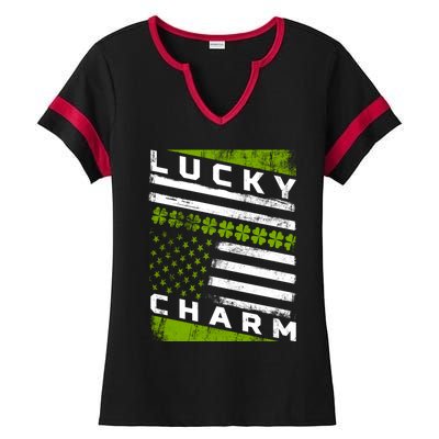 Patriotic Irish American Flag St Patricks Day Gift Ladies Halftime Notch Neck Tee