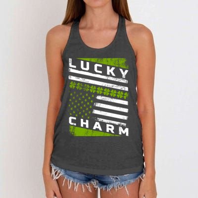 Patriotic Irish American Flag St Patricks Day Gift Women's Knotted Racerback Tank