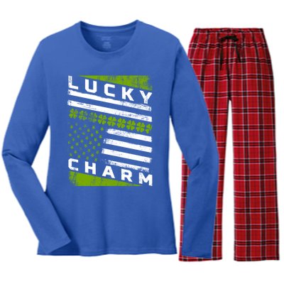 Patriotic Irish American Flag St Patricks Day Gift Women's Long Sleeve Flannel Pajama Set 