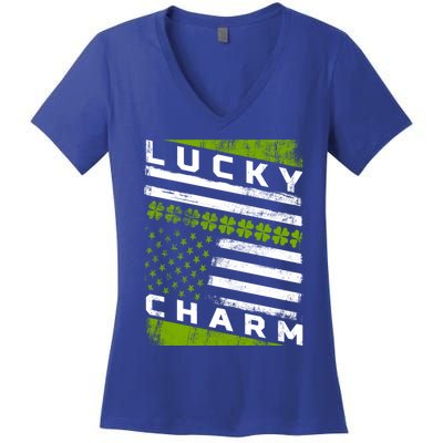 Patriotic Irish American Flag St Patricks Day Gift Women's V-Neck T-Shirt