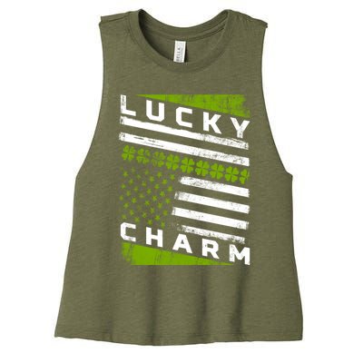 Patriotic Irish American Flag St Patricks Day Gift Women's Racerback Cropped Tank