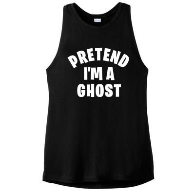 Pretend IM A Ghost Funny Lazy Halloween Costume Party Gift Ladies PosiCharge Tri-Blend Wicking Tank