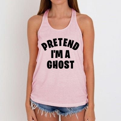 Pretend IM A Ghost Funny Lazy Halloween Costume Party Gift Women's Knotted Racerback Tank