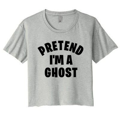 Pretend IM A Ghost Funny Lazy Halloween Costume Party Gift Women's Crop Top Tee