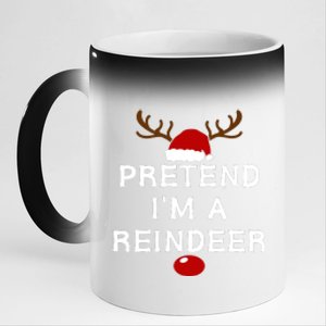 Pretend IM A Reindeer Funny Lazy Christmas Costume 11oz Black Color Changing Mug