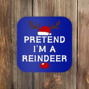 Pretend IM A Reindeer Funny Lazy Christmas Costume Coaster