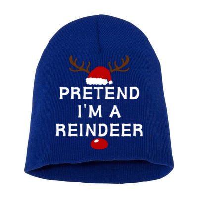 Pretend IM A Reindeer Funny Lazy Christmas Costume Short Acrylic Beanie