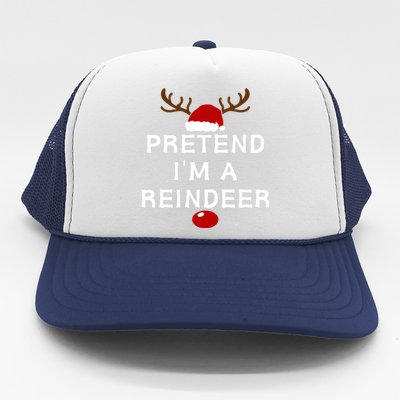 Pretend IM A Reindeer Funny Lazy Christmas Costume Trucker Hat