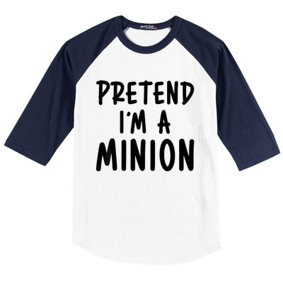 Pretend IM A Minion Costume Party Funny Halloween Minion Baseball Sleeve Shirt