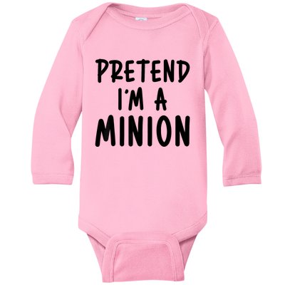 Pretend IM A Minion Costume Party Funny Halloween Minion Baby Long Sleeve Bodysuit