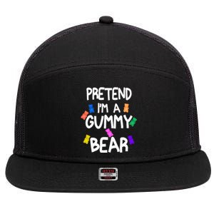 Pretend I'm A Gummy Bear Tee Funny Lazy Halloween Costume 7 Panel Mesh Trucker Snapback Hat