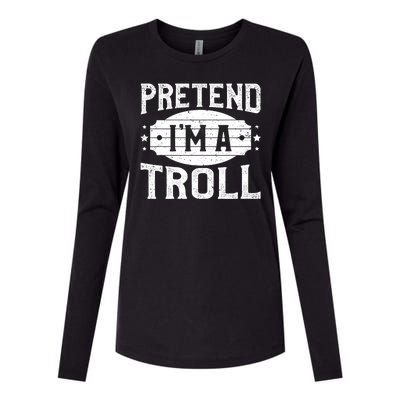 Pretend IM A Troll Matching Costume Lazy Halloween Party Womens Cotton Relaxed Long Sleeve T-Shirt