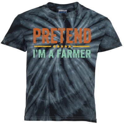 Pretend I'm A Farmer Costume Halloween Retro Vintage Kids Tie-Dye T-Shirt