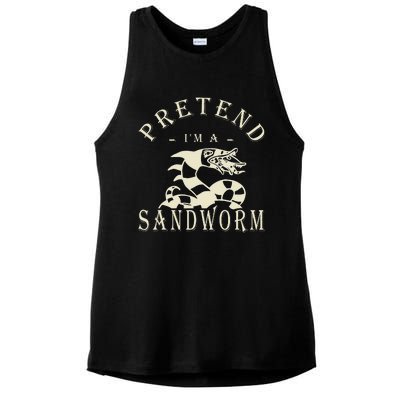 Pretend IM A Sandworm Funny Halloween Party Costume Ladies PosiCharge Tri-Blend Wicking Tank