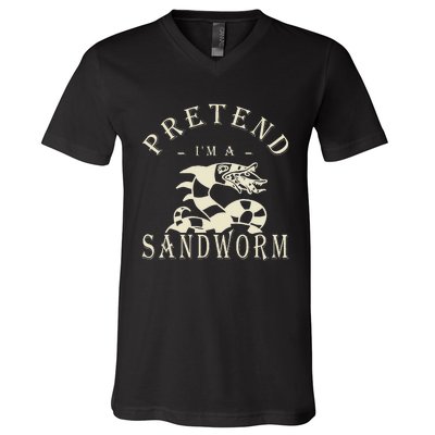 Pretend IM A Sandworm Funny Halloween Party Costume V-Neck T-Shirt