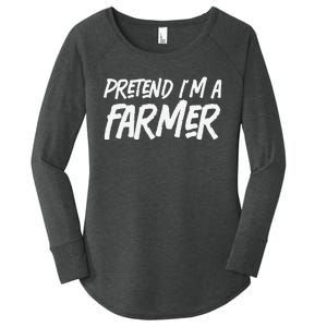 Pretend I'm A farmer Costume Halloween Lazy Easy Women's Perfect Tri Tunic Long Sleeve Shirt