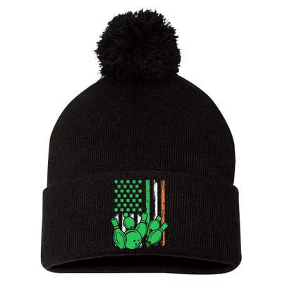 Patriotic Irish American Flag Bowling St. Patrick's Day Pom Pom 12in Knit Beanie