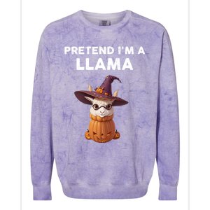 Pretend IM A Llama Costume Halloween Llama Funny Pumpkin Meaningful Gift Colorblast Crewneck Sweatshirt