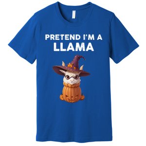 Pretend IM A Llama Costume Halloween Llama Funny Pumpkin Meaningful Gift Premium T-Shirt