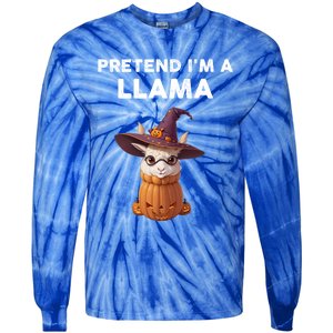 Pretend IM A Llama Costume Halloween Llama Funny Pumpkin Meaningful Gift Tie-Dye Long Sleeve Shirt