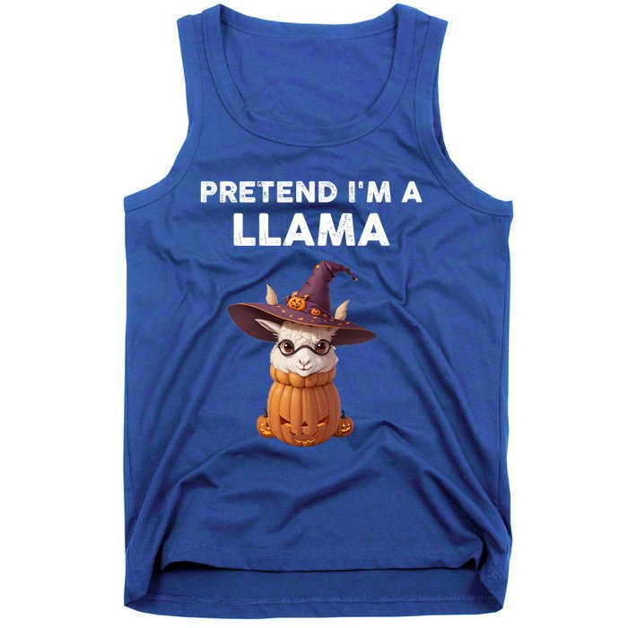 Pretend IM A Llama Costume Halloween Llama Funny Pumpkin Meaningful Gift Tank Top