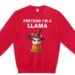 Pretend IM A Llama Costume Halloween Llama Funny Pumpkin Meaningful Gift Premium Crewneck Sweatshirt