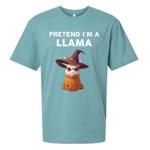 Pretend IM A Llama Costume Halloween Llama Funny Pumpkin Meaningful Gift Sueded Cloud Jersey T-Shirt