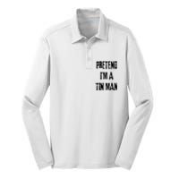 Pretend IM A Tin Man Halloween Last Minute Costume Party Silk Touch Performance Long Sleeve Polo