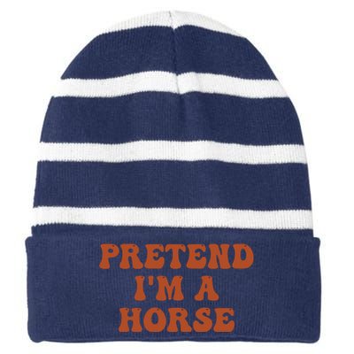 Pretend IM A Horse Halloween Costume 2024 Horse Groovy Striped Beanie with Solid Band