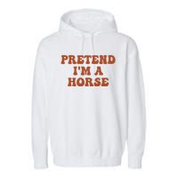 Pretend IM A Horse Halloween Costume 2024 Horse Groovy Garment-Dyed Fleece Hoodie