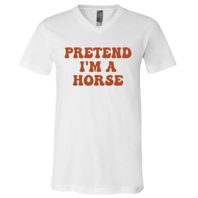 Pretend IM A Horse Halloween Costume 2024 Horse Groovy V-Neck T-Shirt