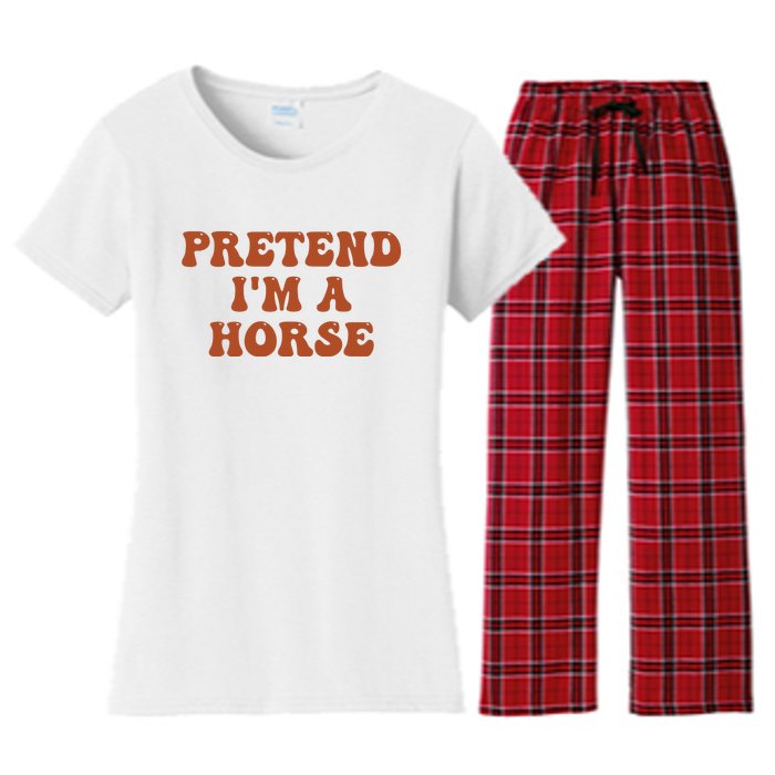 Pretend IM A Horse Halloween Costume 2024 Horse Groovy Women's Flannel Pajama Set