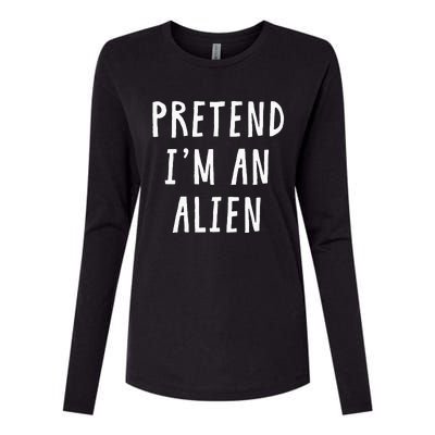 Pretend Im An Alien Costume Women Men Kids Halloween Costume Womens Cotton Relaxed Long Sleeve T-Shirt