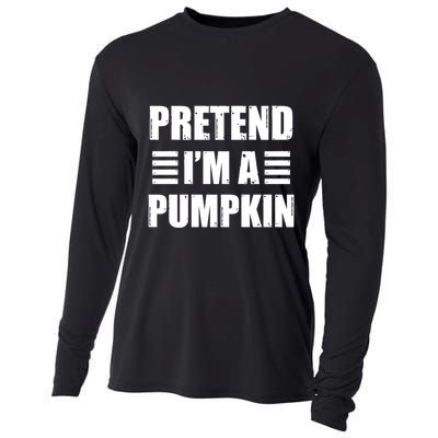 Pretend IM A Pumpkin Lazy Easy Costume Gift Cooling Performance Long Sleeve Crew