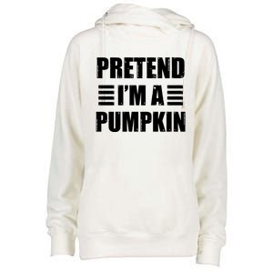 Pretend IM A Pumpkin Lazy Easy Costume Gift Womens Funnel Neck Pullover Hood