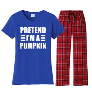 Pretend IM A Pumpkin Lazy Easy Costume Gift Women's Flannel Pajama Set