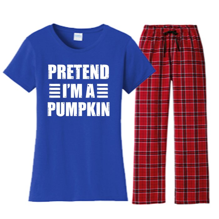 Pretend IM A Pumpkin Lazy Easy Costume Gift Women's Flannel Pajama Set